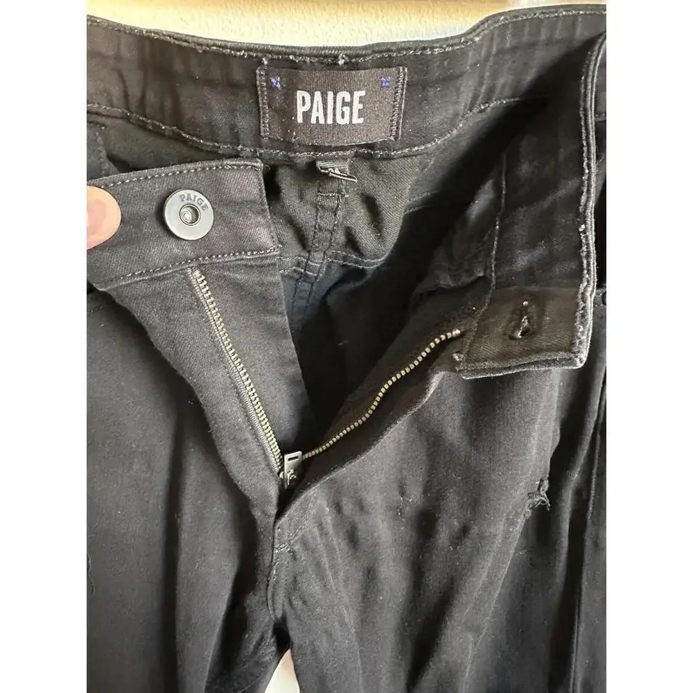 Paige Jeans Mens 34x32 Black Slim Distressed Stretch